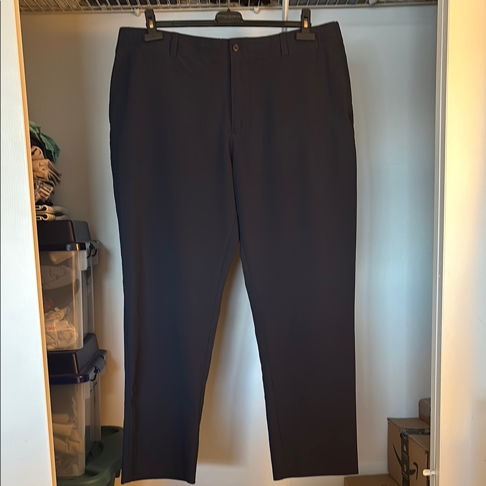 Charcoal Gray Dress Pants with Straight Leg Cut and Full Length
